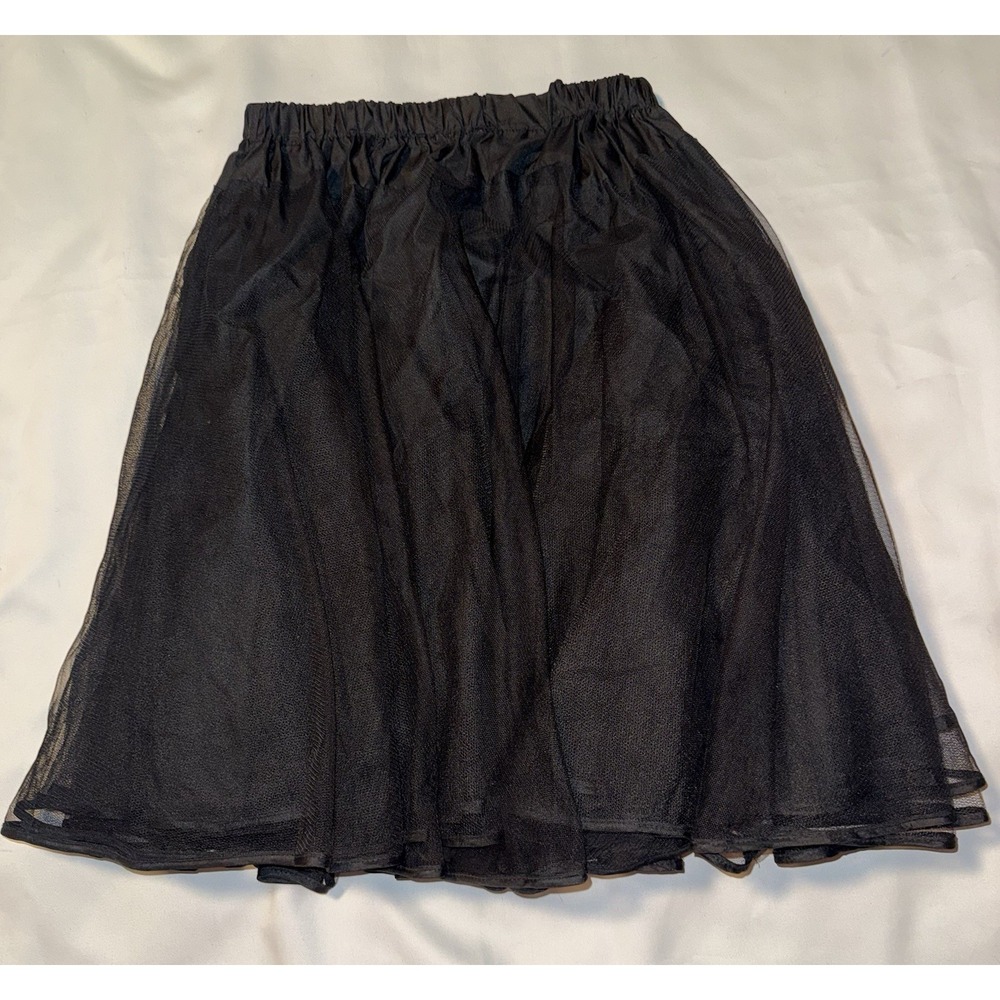 Belle Poque Black Layered Tulle Petticoat Skirt, Satin Slip & Elastic Waist